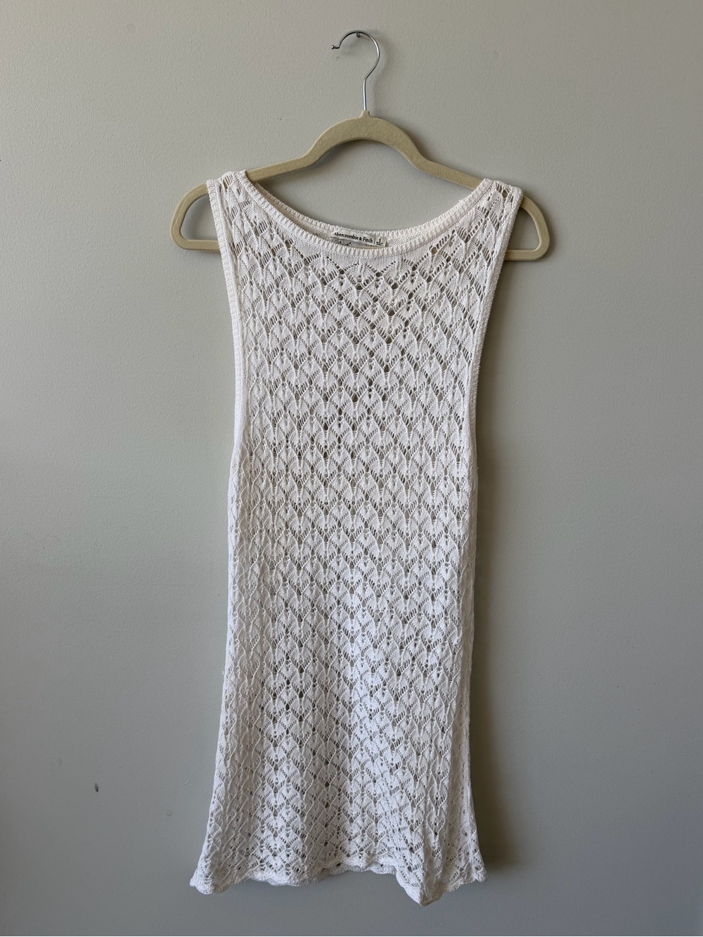 Abercrombie & Fitch Cream Crochet Tank Cover-Up